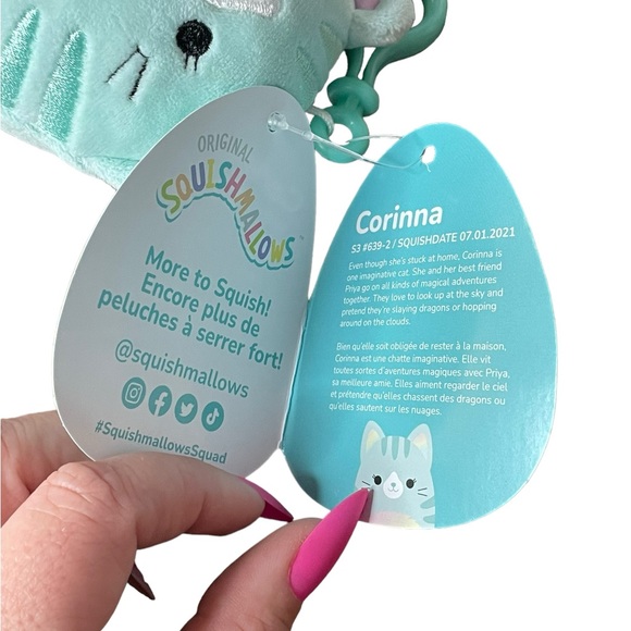 Squishmallows Corinna The Cat 3.5” Plush Keychain NWT - Picture 5 of 6